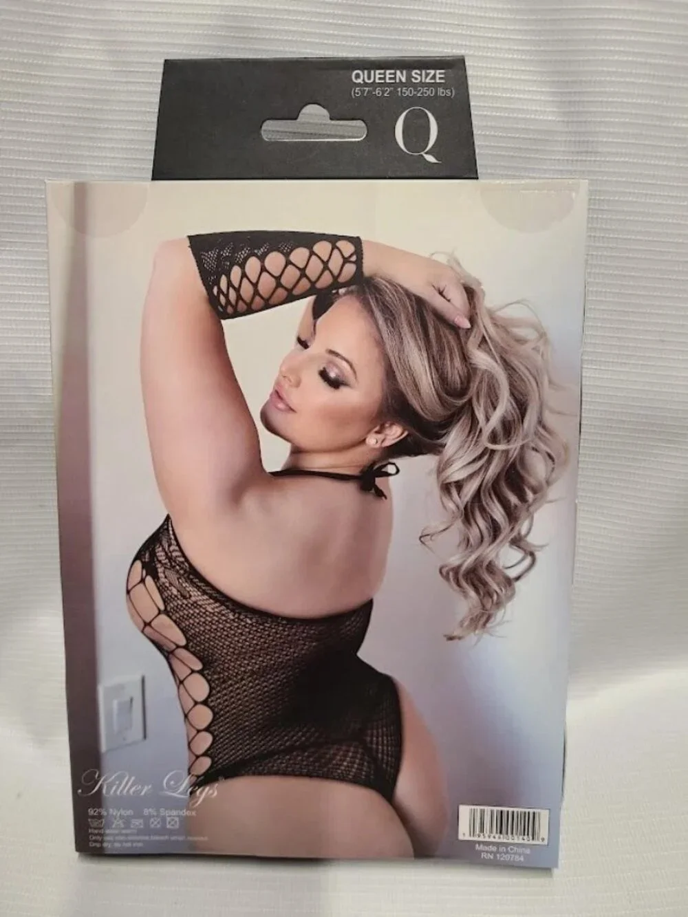 Bold Beautiful Bow Inset Bodystocking Queen Plus Size Lingerie Killer Legs NWT
